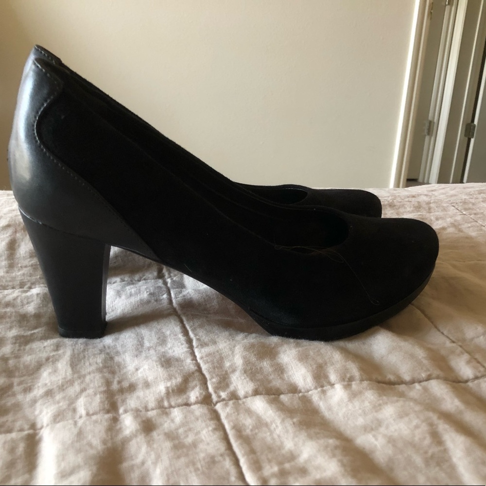 Clark’s Black suede heels